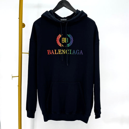Balenciaga Laurel Rainbow Oversized Hoodie Black 124453352