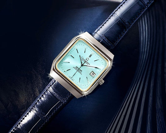 Omega Rare Constellation Ice Blue Men's Automatic Crocodile Leather Watch 37x42 123688177