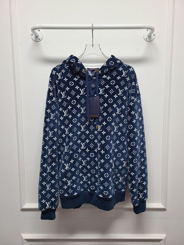 Louis Vuitton Navy Monogram Full Towel Knit Hoodie 125210977