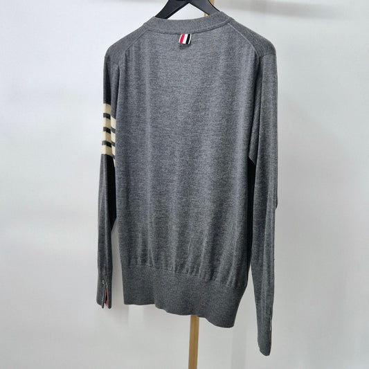 Thom Browne Diagonal Armband Merino Wool Cardigan Grey 116795848