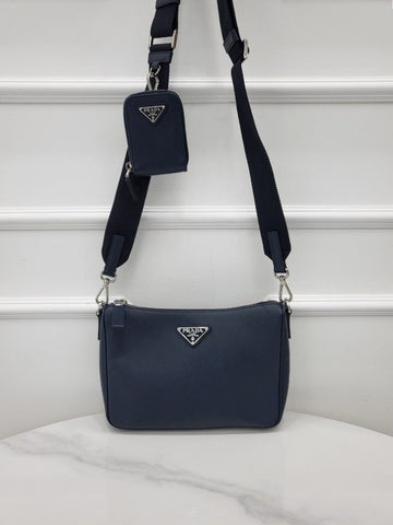 Prada Saffiano Leather Shoulder Bag 2VH113 Navy 117525962