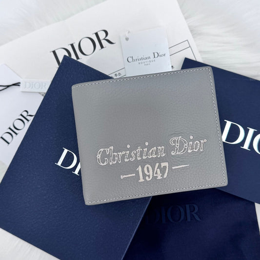 Dior 1947 Signature Men's Bi-Fold Wallet Grey 70384186
