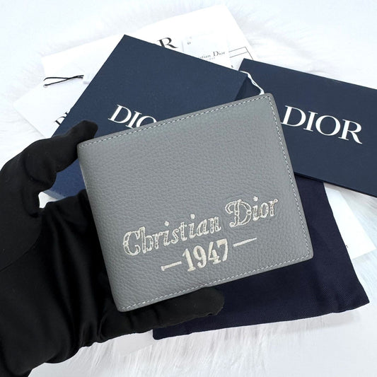 Dior 1947 Signature Men's Bi-Fold Wallet Grey 70384186