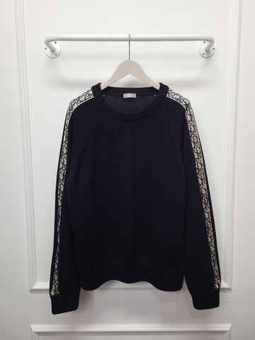 Dior Deep Blue Oblique Insert Knit Sweater 131337381