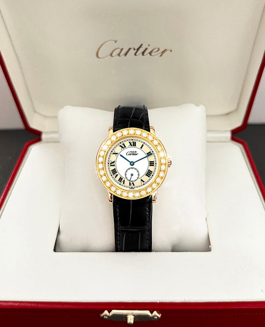 Cartier Ronde Ivory Dial Big Diamond Quartz Watch 87246026