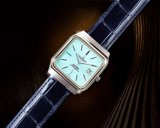 Omega Rare Constellation Ice Blue Men's Automatic Crocodile Leather Watch 12345 123688177