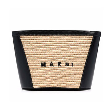 Marni Embroidered Logo Raffia Pouch Bag 44453168