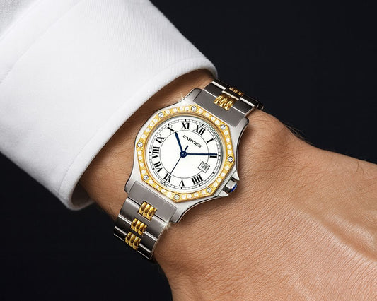 Cartier Santos Octagon Automatic Unisex Bezel Diamond Combi Steel Watch 12345 111129849