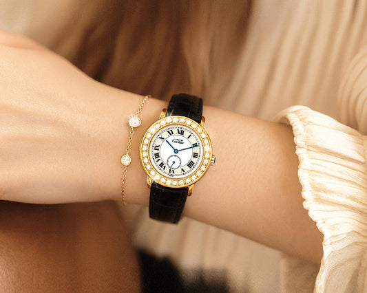 Cartier Ronde Ivory Dial Big Diamond Quartz Watch 87246026