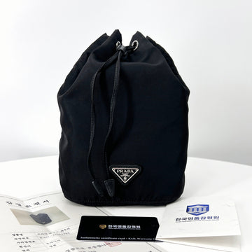 Prada Triangle Logo Nylon Bucket Pouch Black 1NA369 143461548