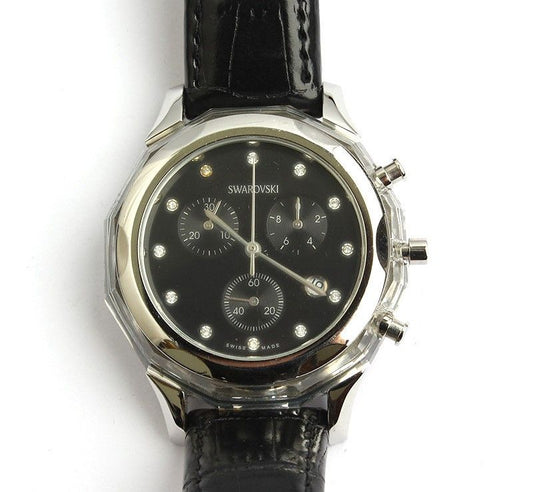 Swarovski Silver Tone Black Band Men's Watch 37MM 27067708