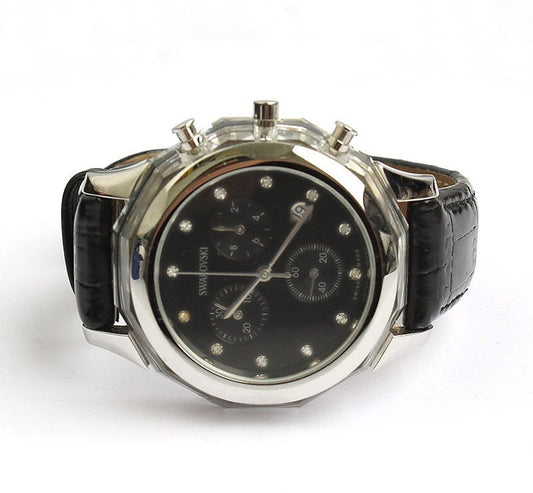 Swarovski Silver Tone Black Band Men's Watch 37MM 27067708