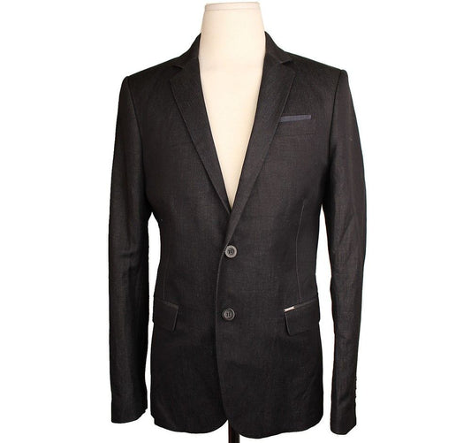 Diesel Black Linen Men's Jacket 48 26810736