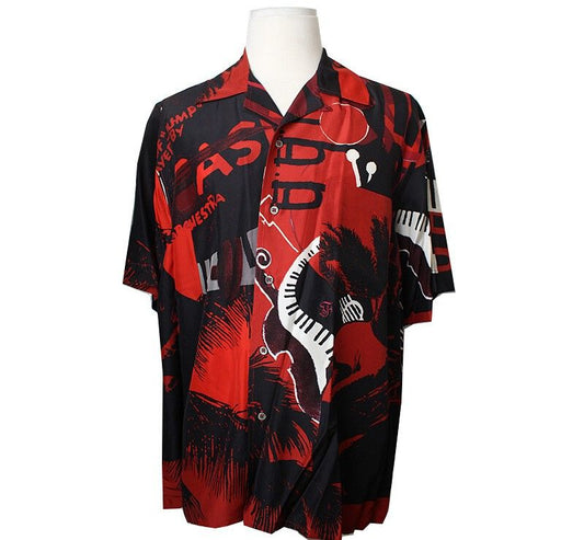 GF FERRE' Gian Franco Ferre Men Red Silk Short Sleeve Shirt 105 40015167