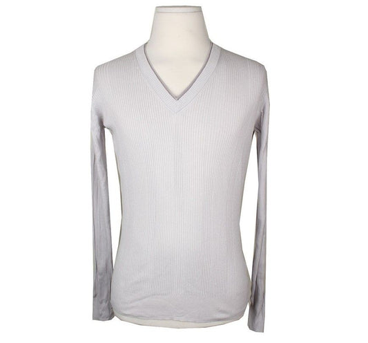 Joseph Men's Light Grey Double Collar Ribbed Top 48 26810508