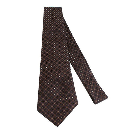 Kiton Woven Tie Black & Gold Check Pattern 26811953