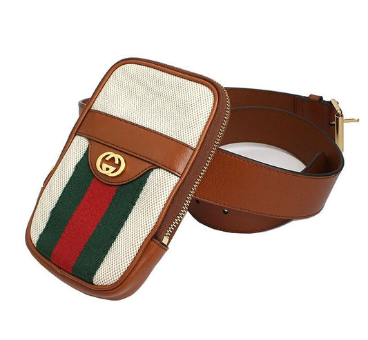 Gucci Ophidia Striped Canvas Belt Bag 11x17x2 30785652