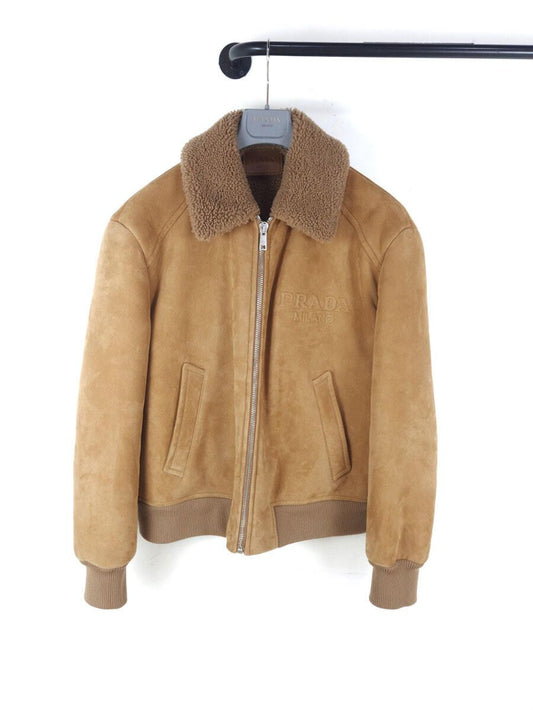 Prada Embossed Lettering Logo Shearling Mustang Jacket 5299 69094492