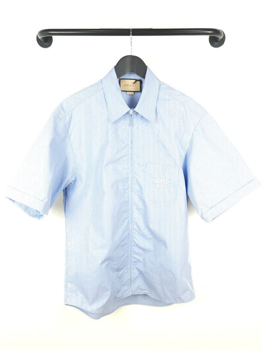 Gucci Embroidered Logo Stripe Cotton Short Sleeve Shirt 740320 3773 51091670
