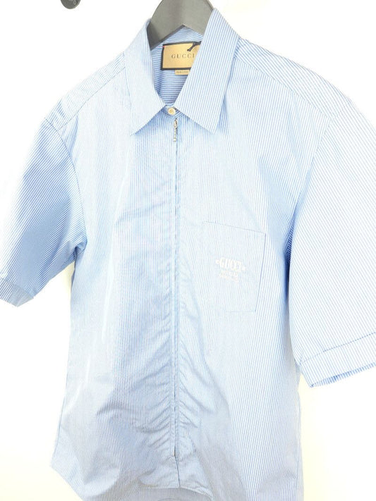 Gucci Embroidered Logo Stripe Cotton Short Sleeve Shirt 740320 3773 51091670