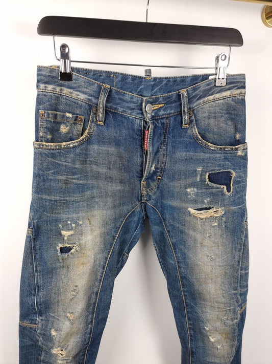 Dsquared2 กางเกงยีนส์ทรงไบค์เกอร์ Dirty Washing รุ่น S74LA0553 989