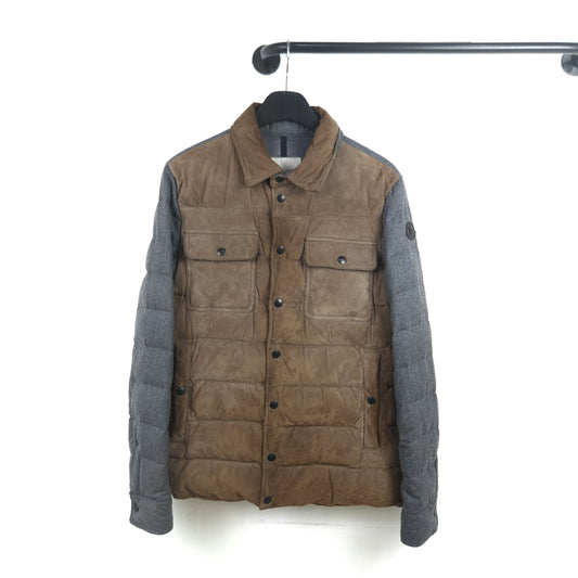 Moncler Logo Patch Wool Suede Mix Padded Jacket 7699 118717525