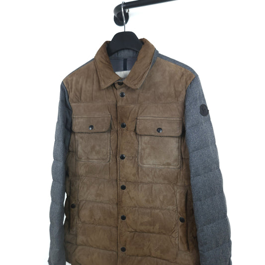 Moncler Logo Patch Wool Suede Mix Padded Jacket 7699 118717525