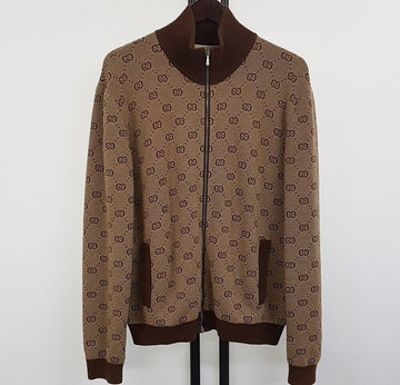 Gucci Men's Knit Zip Jacket with GG Pattern 572363 71504211