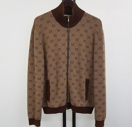 Gucci Men's Knit Zip Jacket with GG Pattern 572363 71504211