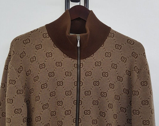 Gucci Men's Knit Zip Jacket with GG Pattern 572363 71504211