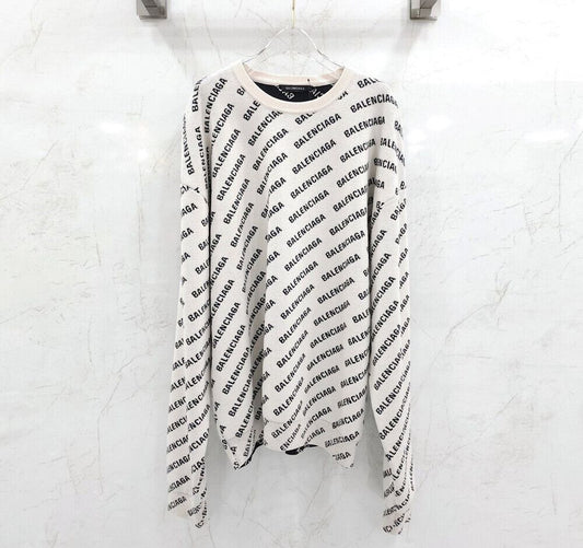 Balenciaga Multi-Logo Wool Round Neck Knit 702952 117034425