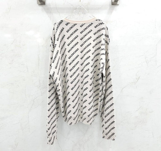 Balenciaga Multi-Logo Wool Round Neck Knit 702952 117034425