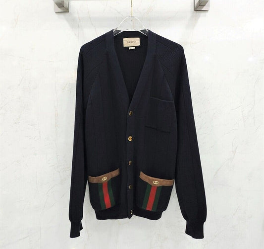 Gucci Wool Blend Cardigan with Web Detail 114359631