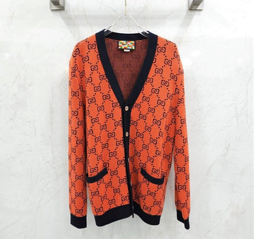 Gucci Orange Cotton Jacquard Cardigan GG GG - SKU 124284212