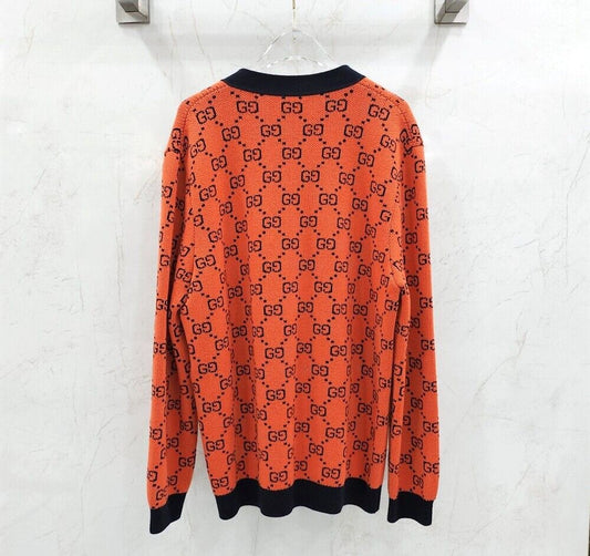 Gucci Orange Cotton Jacquard Cardigan GG GG - SKU 124284212
