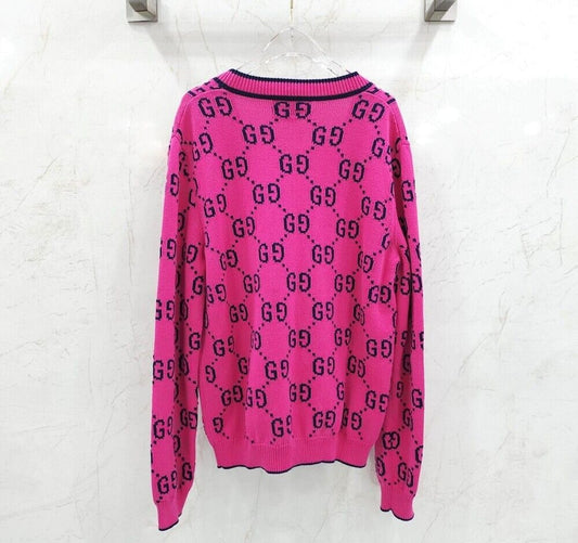 Gucci Pink GG Logo Cotton Cardigan - SKU: GG 124411696