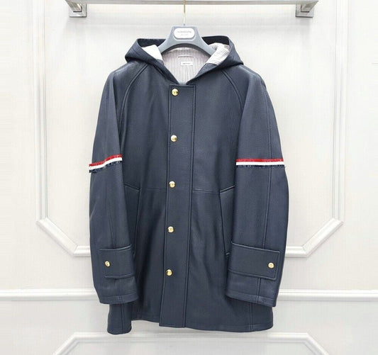 Thom Browne Leather Arm Band Hooded Jacket 75995489