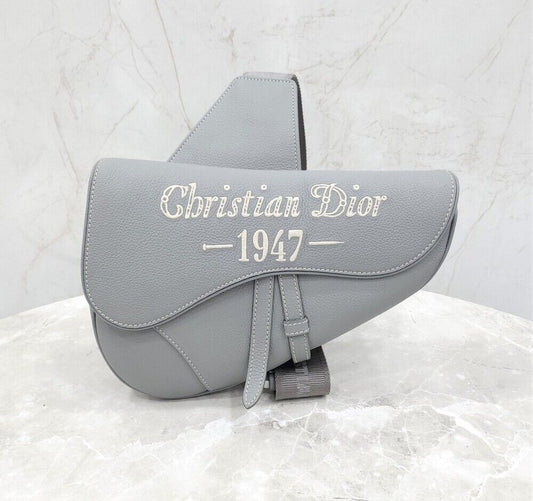 Dior 1947 Stitch Gray Grain Saddle Bag - New, SKU 1947 121527360