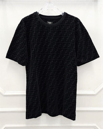 Fendi FF Jacquard Velvet Black Short Sleeve T-Shirt 61583871