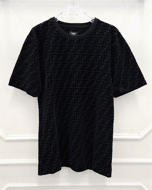 Fendi FF Jacquard Velvet Black Short Sleeve T-Shirt 61583871