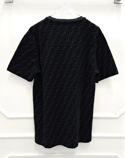 Fendi FF Jacquard Velvet Black Short Sleeve T-Shirt 61583871