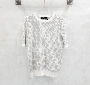 Fendi White Fabric Knit with FF Motif (Product Number: ff FF) 123905797