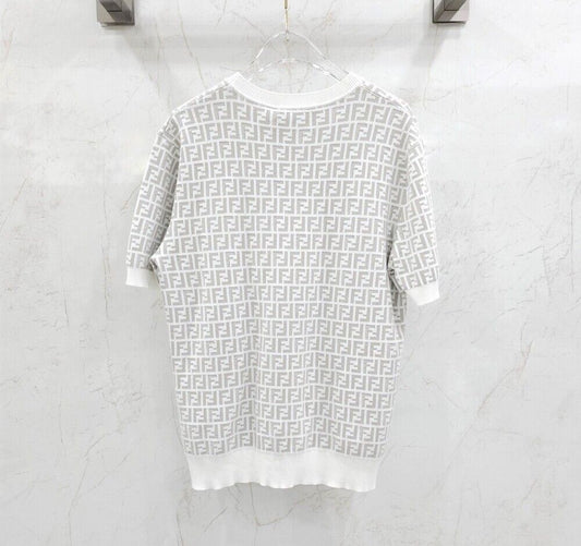 Fendi White Fabric Knit with FF Motif (Product Number: ff FF) 123905797