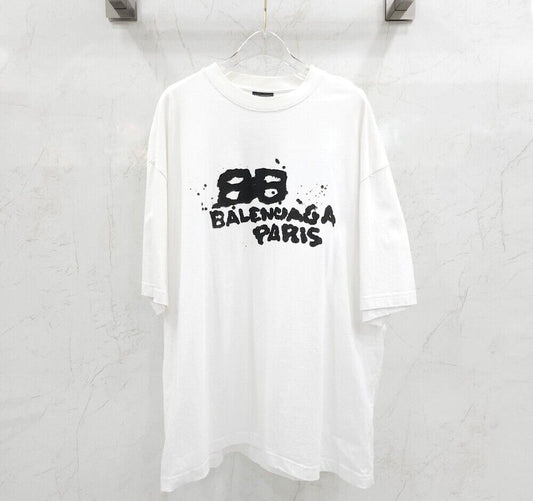 Balenciaga White Hand-drawn Printing Short-sleeve T-shirt - SKU 123905661