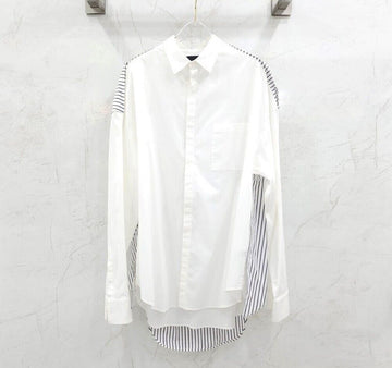 Juun.j Striped Logo Embroidered Mix Shirt 114872015
