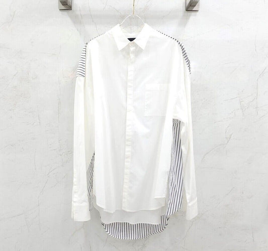 Juun.j Striped Logo Embroidered Mix Shirt 114872015