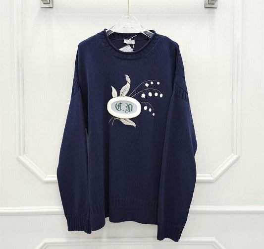 Dior Flower Embroidered Logo Patch Sweater Knit 61583888