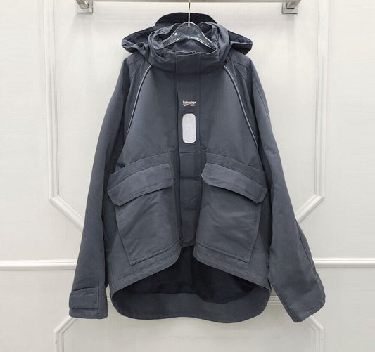 Balenciaga Wave Logo Shell Parka Jacket 76813020