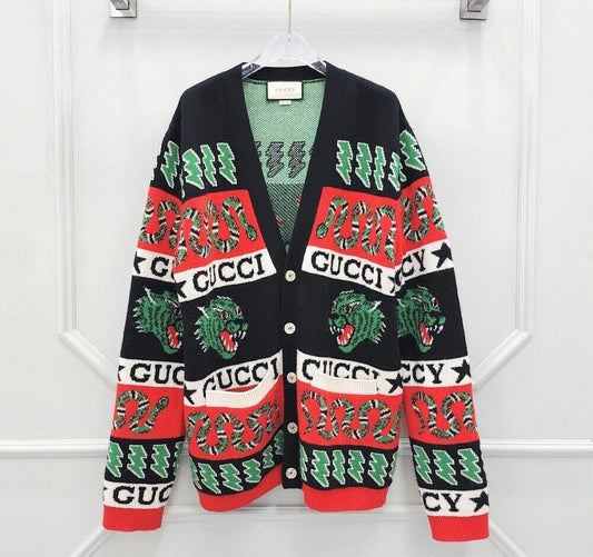 Gucci Animal Pattern Jacquard Embroidery Cardigan 65042132