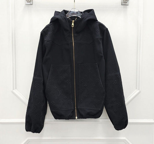 Louis Vuitton Monogram Detail Hooded Denim Jacket 82217636